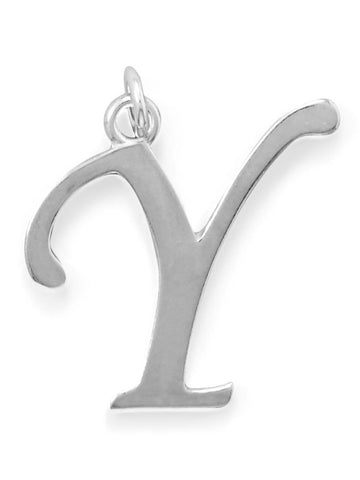 Sterling Silver Alphabet Capital Letter Y Pendant Charm