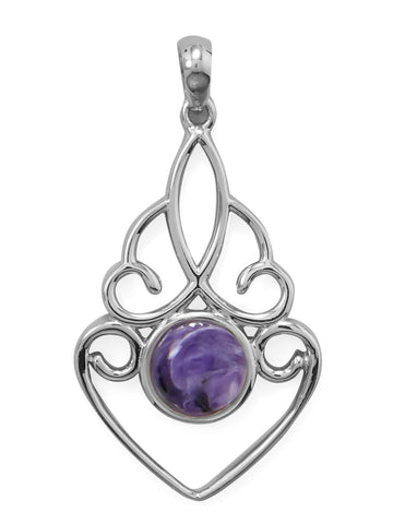 Sterling Silver Purple Charoite Pendant Grape Swirl - Pendant Only