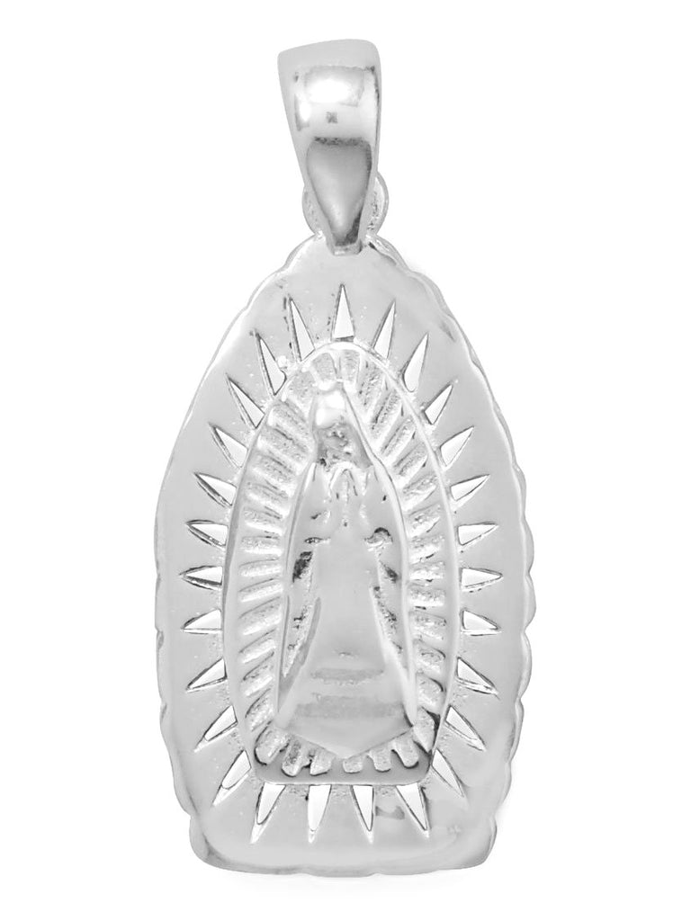 Sterling Silver Virgin Mother Mary Oblong Pendant