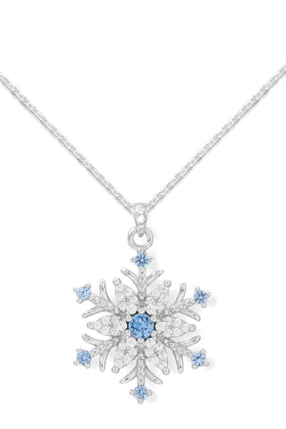 Snowflake Necklace with 42 Sparkling Cubic Zirconia Stones 18-inch length