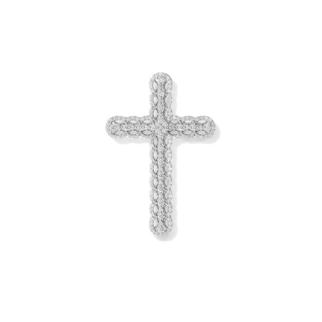 Cubic Zirconia Cross Pendant Rhodium on Sterling Silver