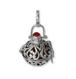 Harmony Ball Pendant with Carnelian with Gentle Bell Sound - Handmade in Bali