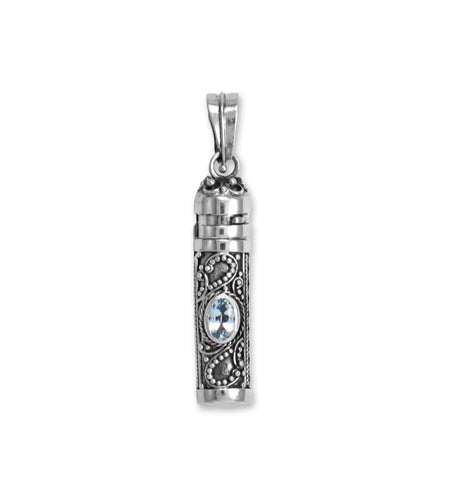 Keepsake Pendant with Blue Topaz Handmade in Bali Sterling Silver