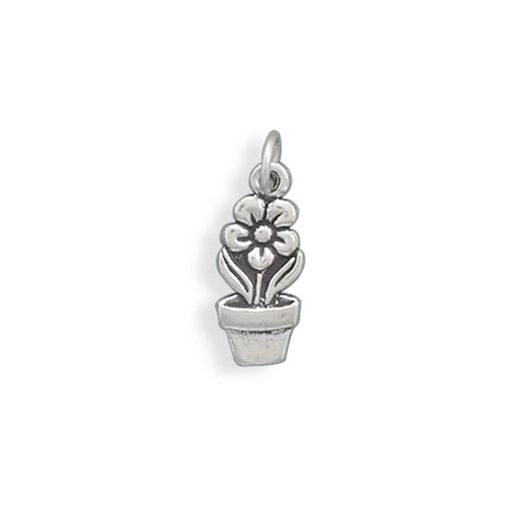 Flower Pot Charm Sterling Silver - Made in the USA