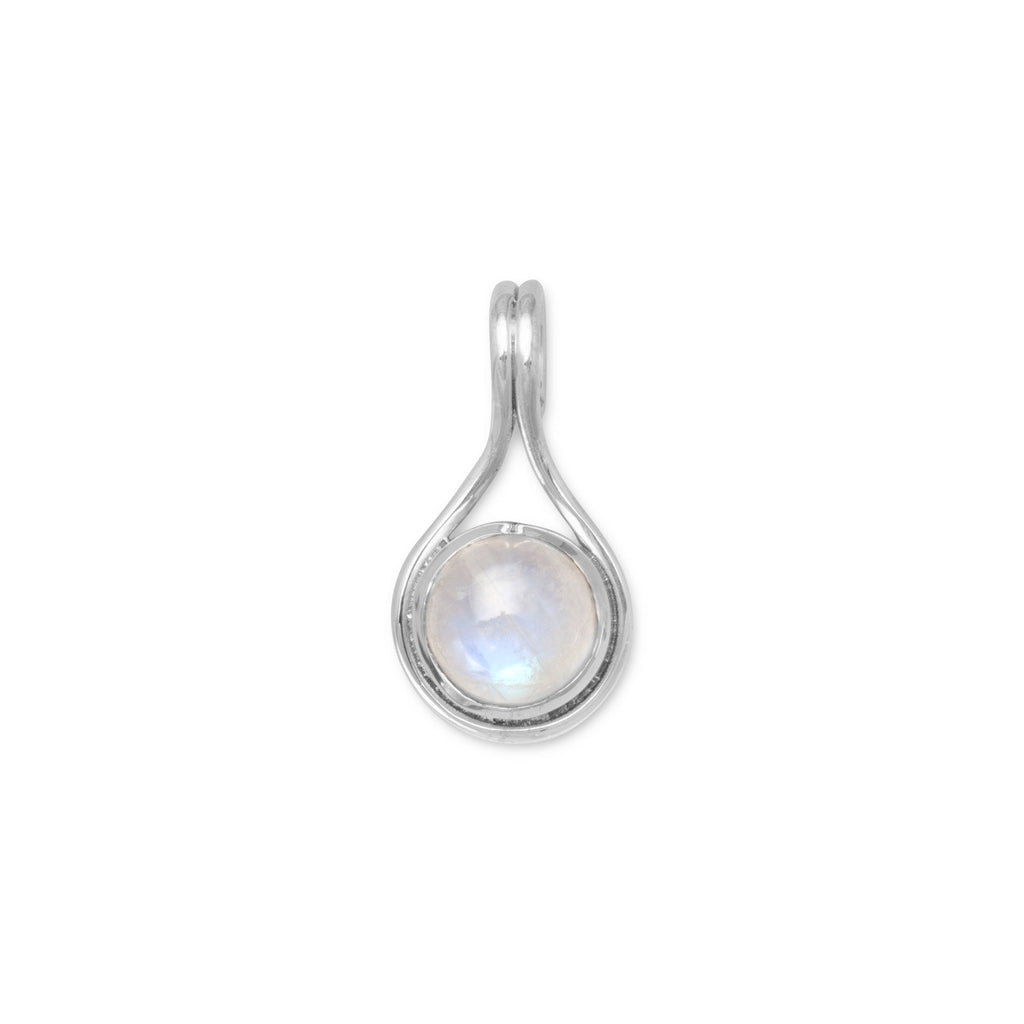 Round Rainbow Moonstone Petite Sterling Silver Slide, Pendant Only