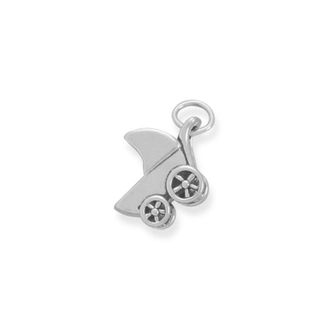 Small Baby Carriage Charm Sterling Silver, Made in the USA