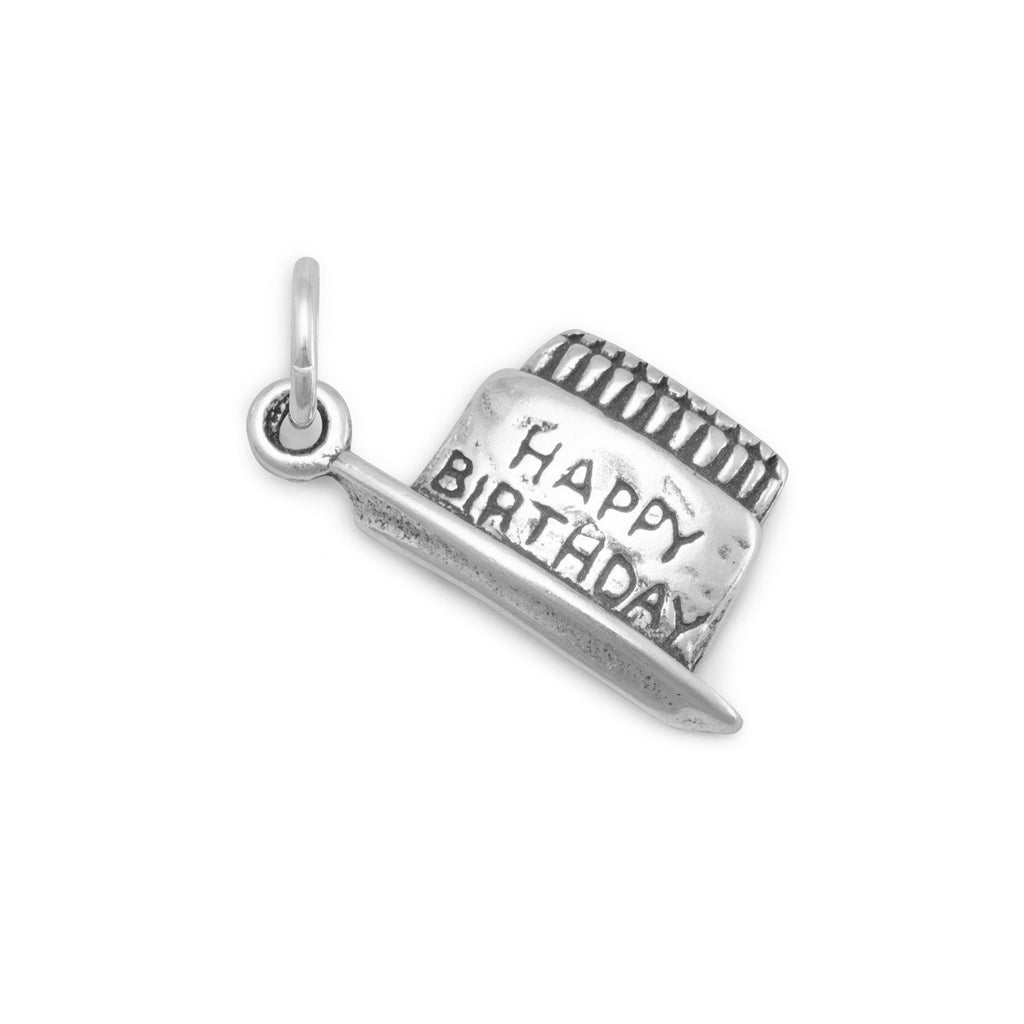 Happy Birthday Cake Charm Sterling Silver