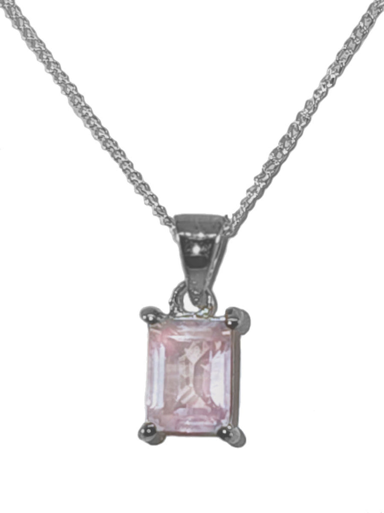 Rose Quartz Necklace Sterling Silver 14-inch Chain