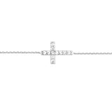 Mini Cross Bracelet with Sparkling Cubic Zirconia Rhodium on Silver Adjustable Length