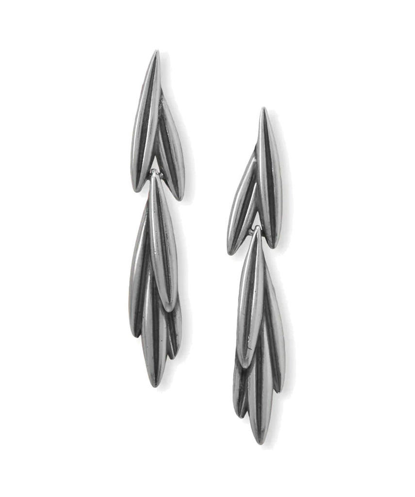 Rosemary Sprig Design Drop Earrings Oxidized Sterling Silver