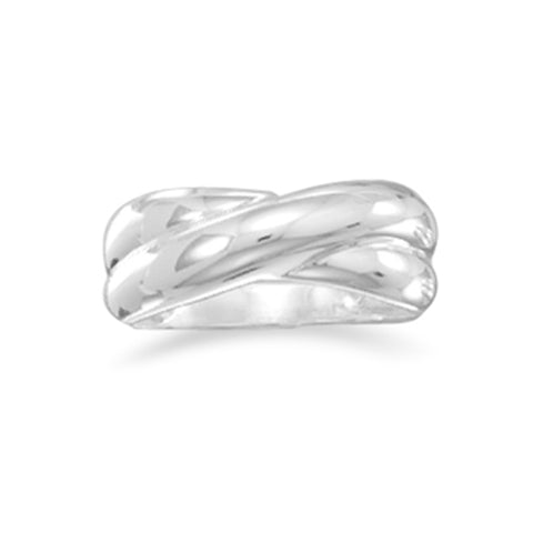 Polished X Style Kiss Sterling Silver Band Ring