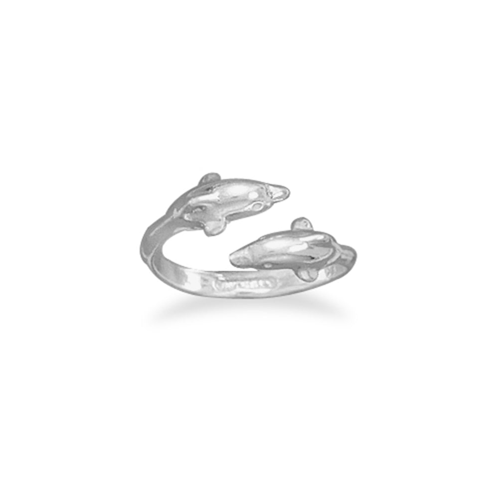 Dolphin Ring Adjustable Wrap Sterling Silver