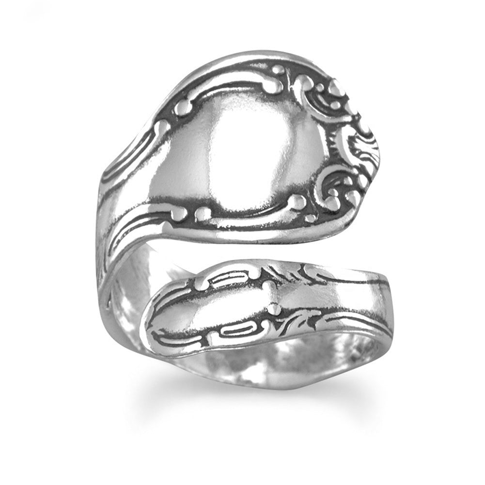 Spoon Ring Traditional Style Antiqued Sterling Silver Made in the USA