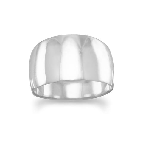Wide Tapered Polished Sterling Silver Cigar Band Ring Mens Womens