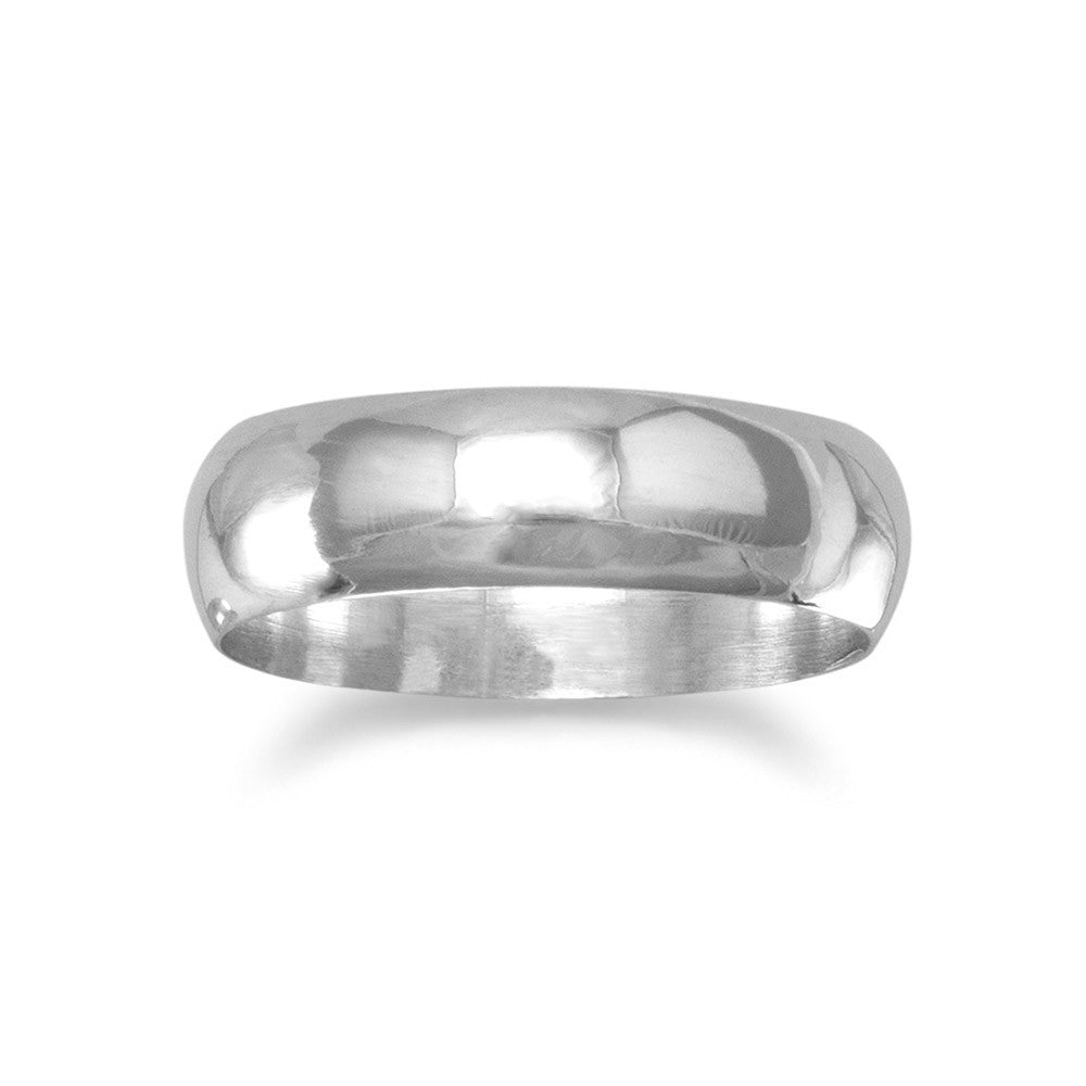 Band Ring Polished Solid Sterling Silver Mens Womens 5mm