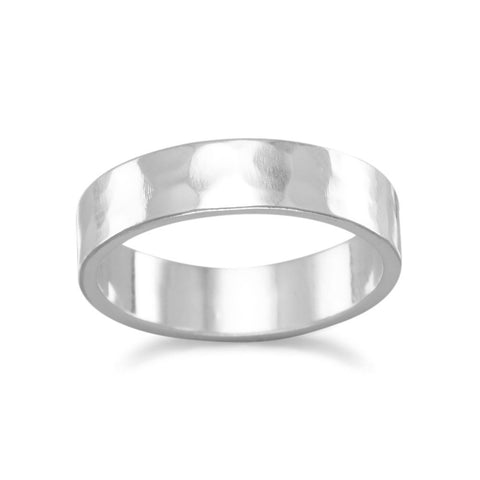 Band Ring Hammered Sterling Silver 5mm