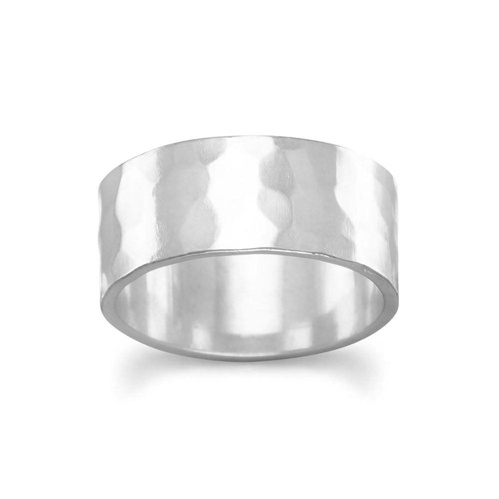 Band Ring Hammered Sterling Silver 8mm Mens or Womens Made in the USA