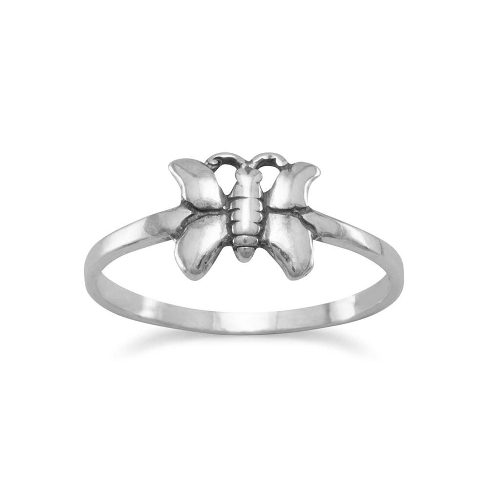 Butterfly Ring Antiqued Sterling Silver