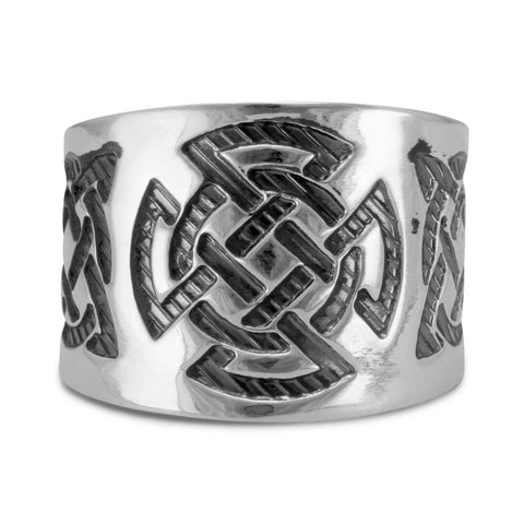 Celtic Design Cigar Band Antiqued Sterling Silver