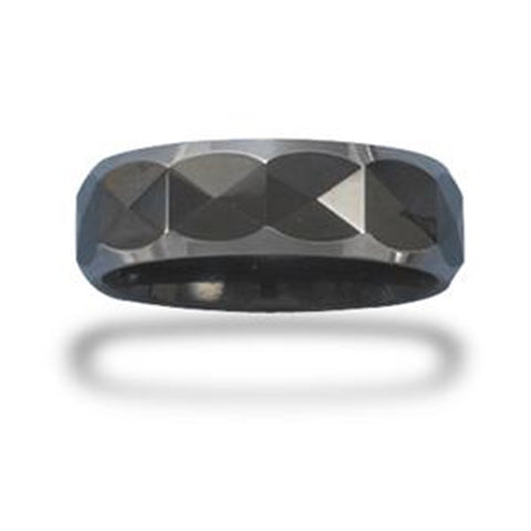 Black Tungsten Carbide Faceted Band Ring Size 10.5