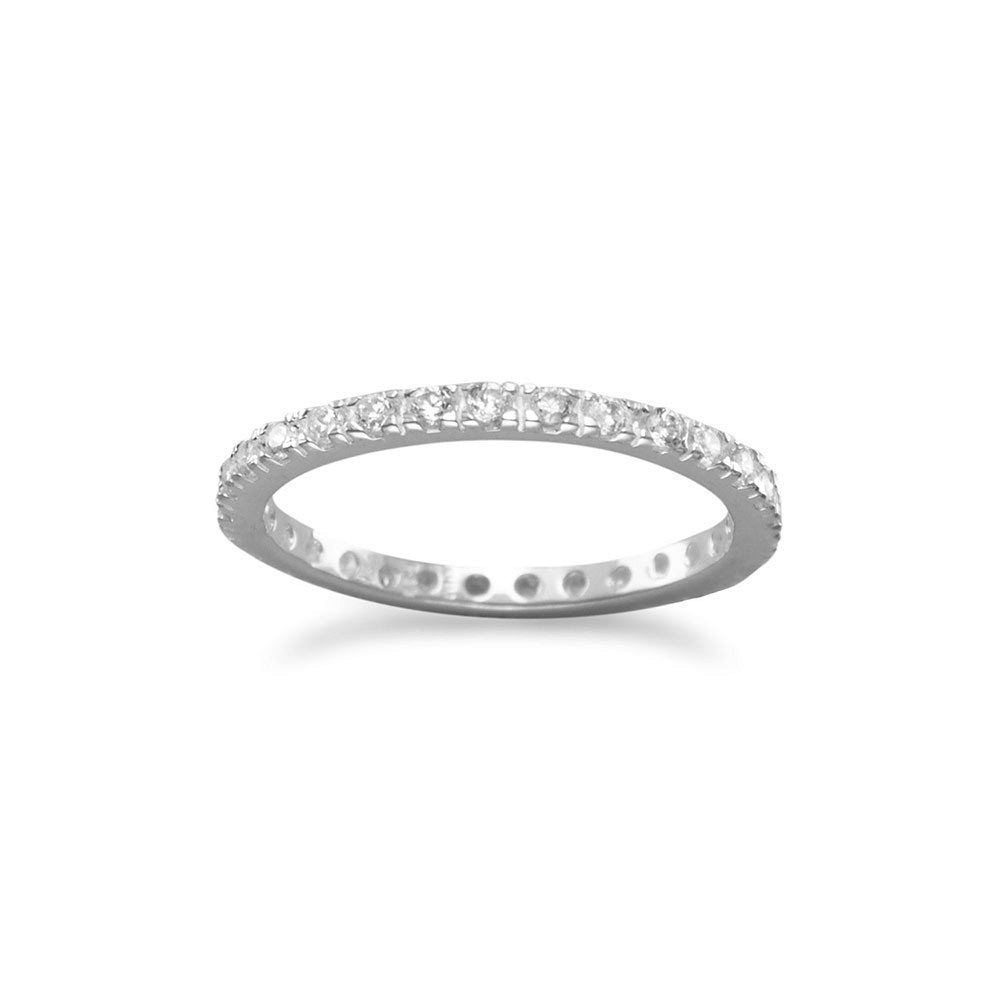 Eternity Wedding Band Ring 2mm Cubic Zirconia Sterling Silver