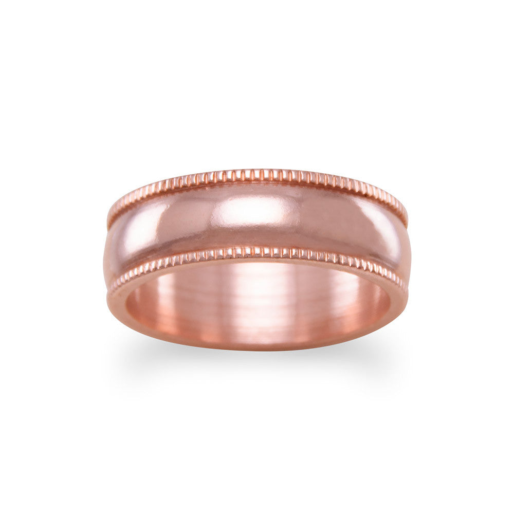 AzureBella Jewelry Copper Band Ring with Milgrain Design 6mm Made in the USA