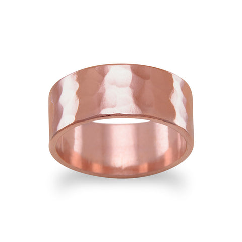 Solid Copper Hammered 8mm Band Ring Made in the USA