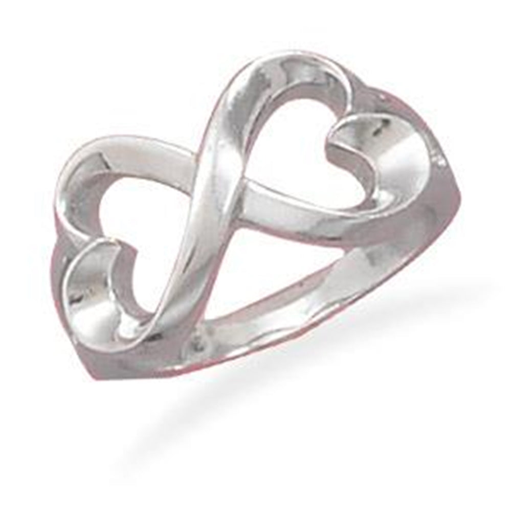 Infinity Hearts Ring Rhodium-plated Sterling Silver - Nontarnish, size 8
