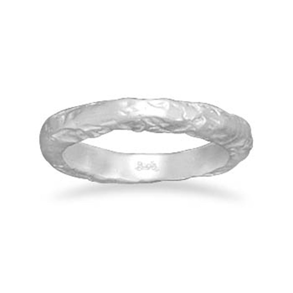Textured Band Ring Matte Finish Sterling Silver, 9