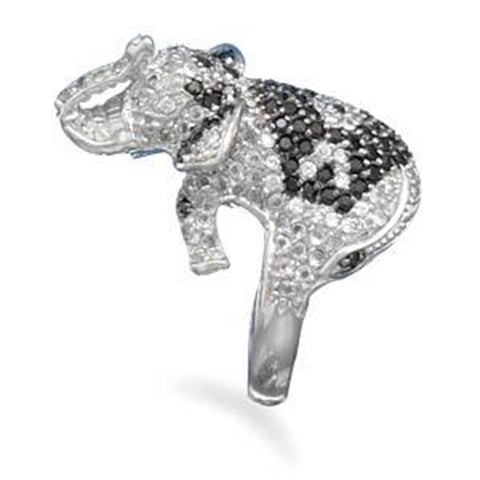 Elephant Ring Black and Clear Cubic Zirconia Nontarnish, 6