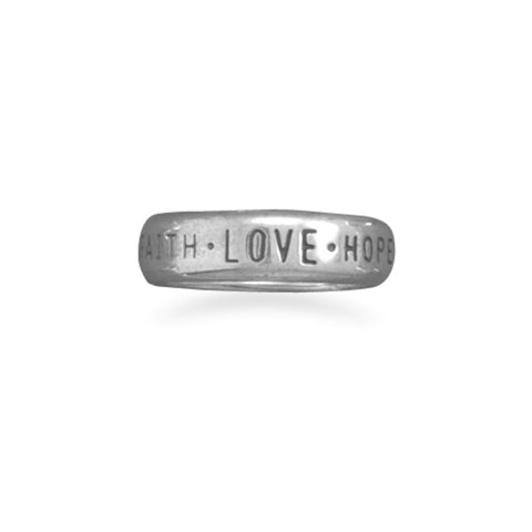 Faith Hope Love Sterling Silver Band Ring