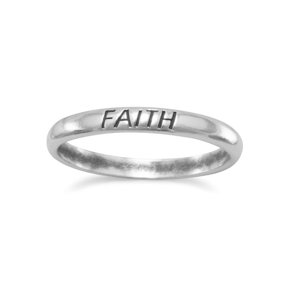 Faith Engraved Band Ring Sterling Silver, 5