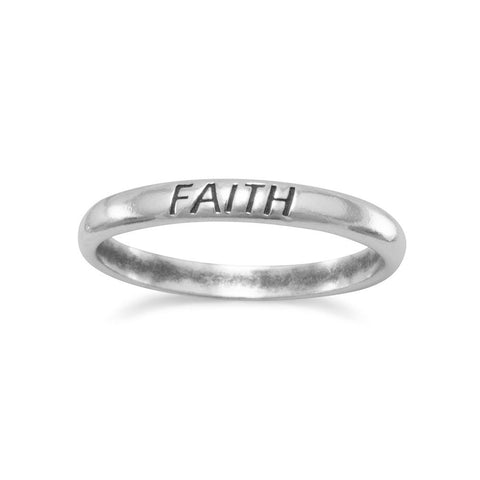 Faith Engraved Band Ring Sterling Silver, 5