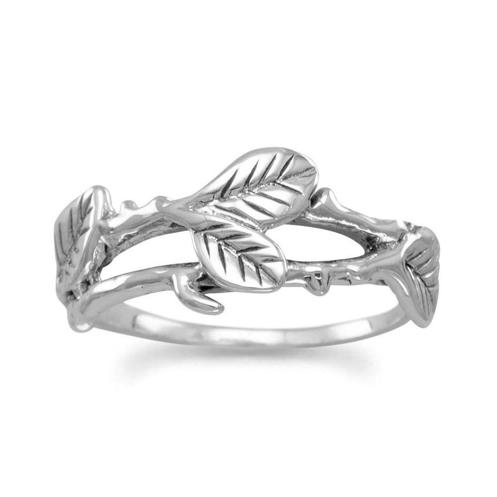 Leaf Vine Design Oxidized Sterling Silver Ring - Nature Inspired