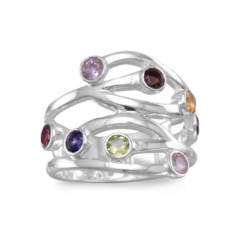 Multistone Amethyst, Garnet, Iolite, Citrine, Peridot Sterling Ring