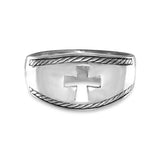 Cross Ring with Sterling Silver Cut Out Design Band Mens Womens Sizes 6 to 13