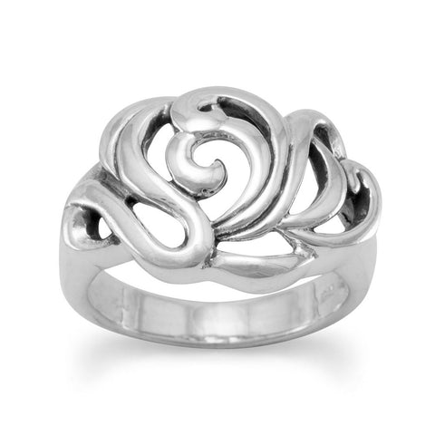 Scroll Filigree Swirl Band Ring Sterling Silver