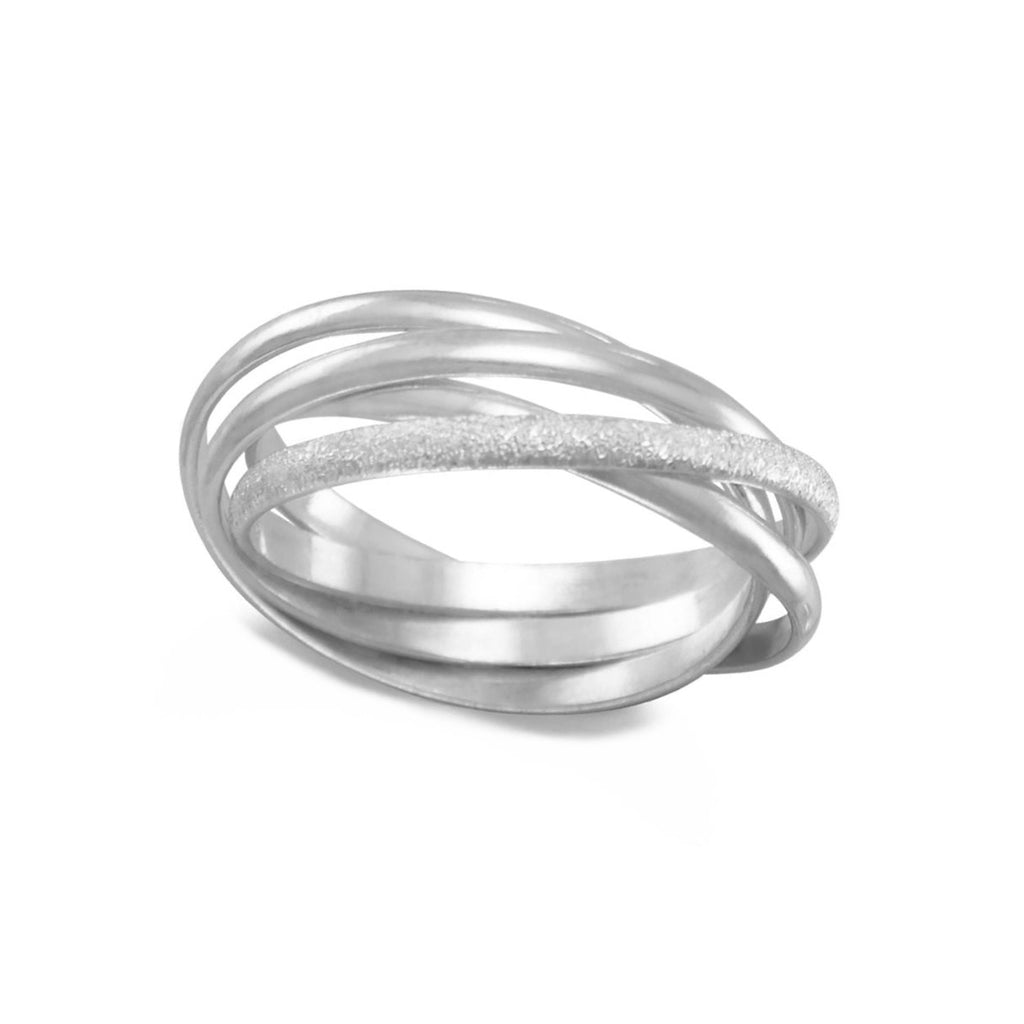 Trinity Three Band Interlocking Ring Polished with One Stardust Sterling Silver