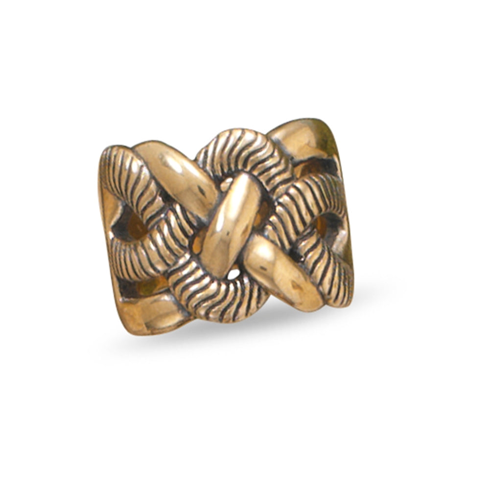 Knot Weave Design Graduated Wide Band Ring Bronze