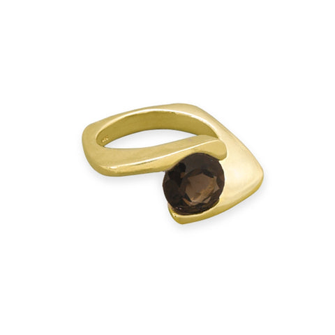 Smoky Quartz Wrapped Ring Gold-plated Sterling Silver