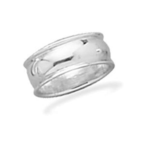 High Polish Wedding Band Ring with Edge, Size 7