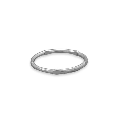 Stackable Thin Dapped Band Ring Sterling Silver Polished Finish