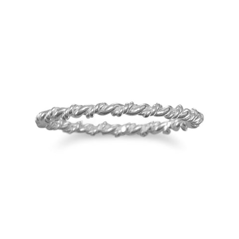 Stackable Thin Twisted Band Ring Sterling Silver