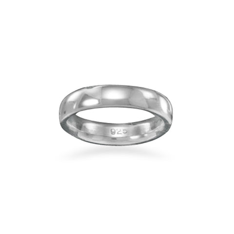 Wedding Band Ring Men Women Rhodium on Sterling Silver 4mm Width Comfort Fit