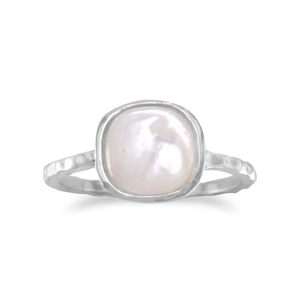 Stackable Ring Mother of Pearl Sterling Silver Textured