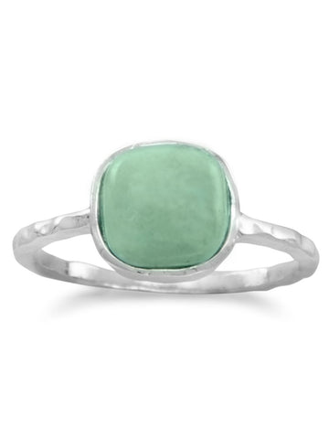 Stackable Ring Reconstituted Turquoise Square Shape Sterling Silver