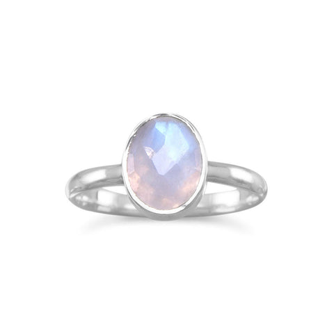 Stackable Ring Faceted Moonstone Sterling Silver