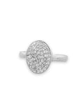 Pave Crystal Ring Oval Shape Sterling Silver Accented with Crystals