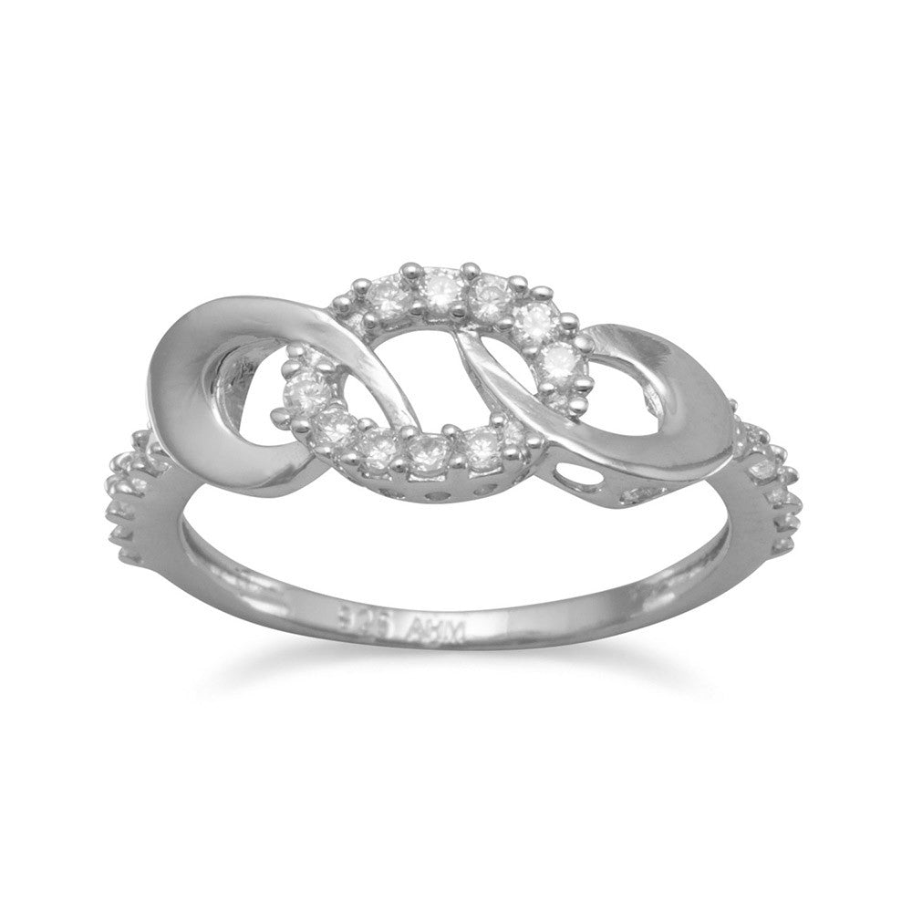 Link Oval Cubic Zirconia Ring Sterling Silver