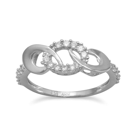 Link Oval Cubic Zirconia Ring Sterling Silver